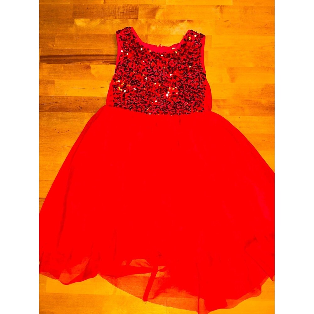 Cat and Jack Girls Red Sequin and Tulle Formal Dress Size XS 4/5